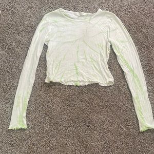 Truly Madly Deeply Green Tie Dye Lettuce Hem long-sleeve shirt